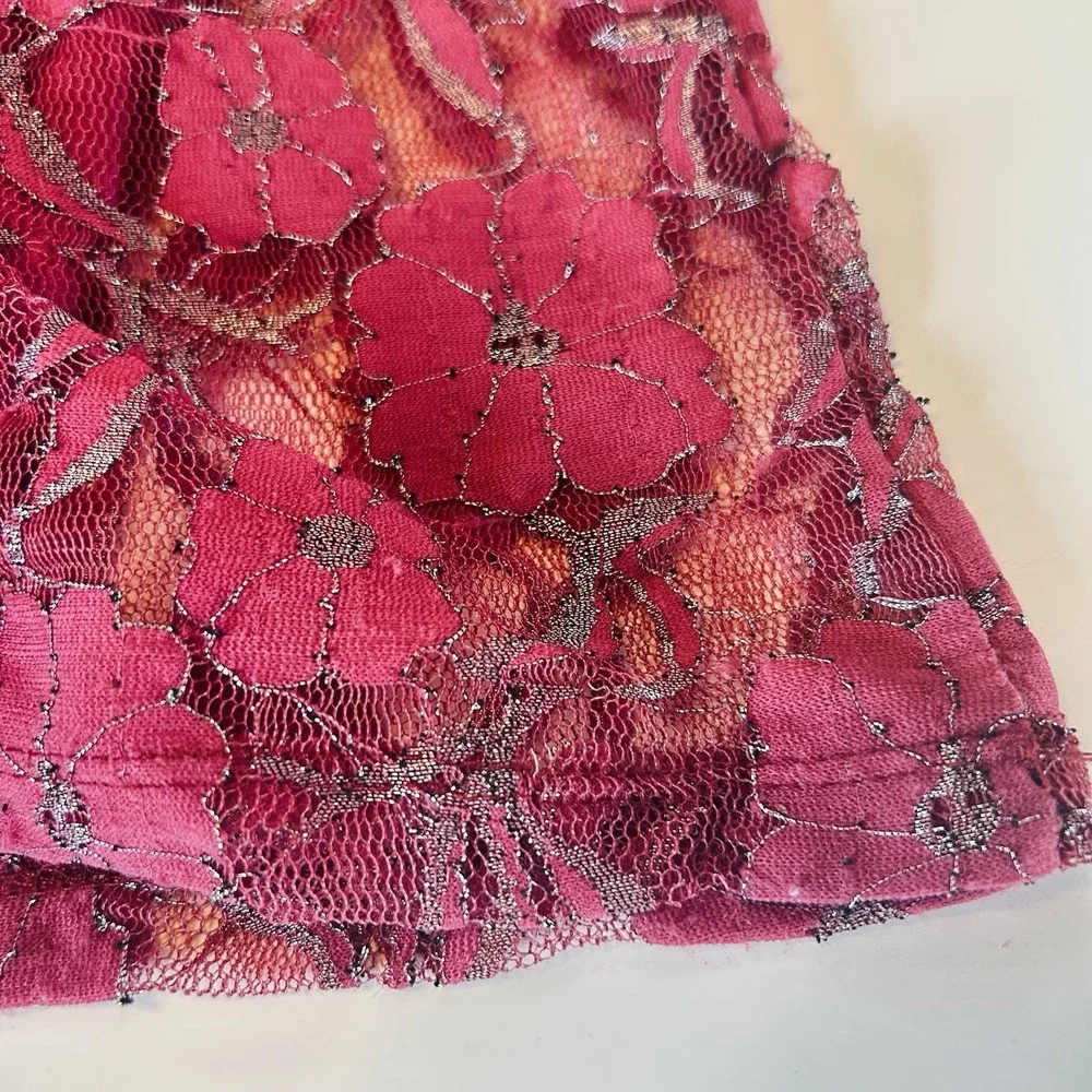 Boutique Essentials Size L Camisole Purple/Eggplant All Over Lace Adj Straps - Picture 6 of 7